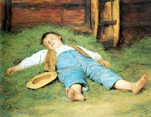 Albert Anker, Boy Sleeping in the Hay