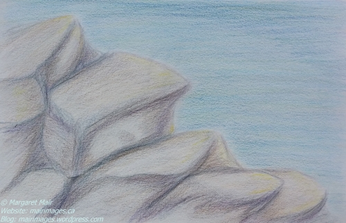On the rocks, M. Mair, original art, pencil